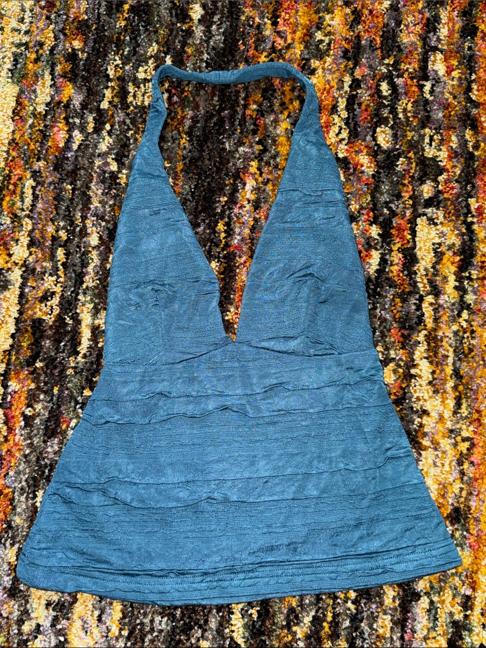 silence + noise Teal Textured Halter Top M